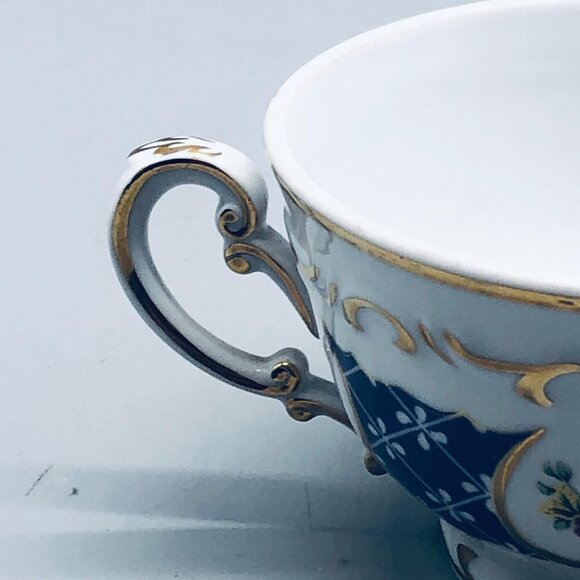 Tea cup floral gold trim white blue marked on bottom 2.5x5" porcelain READ - Picture 3 of 7